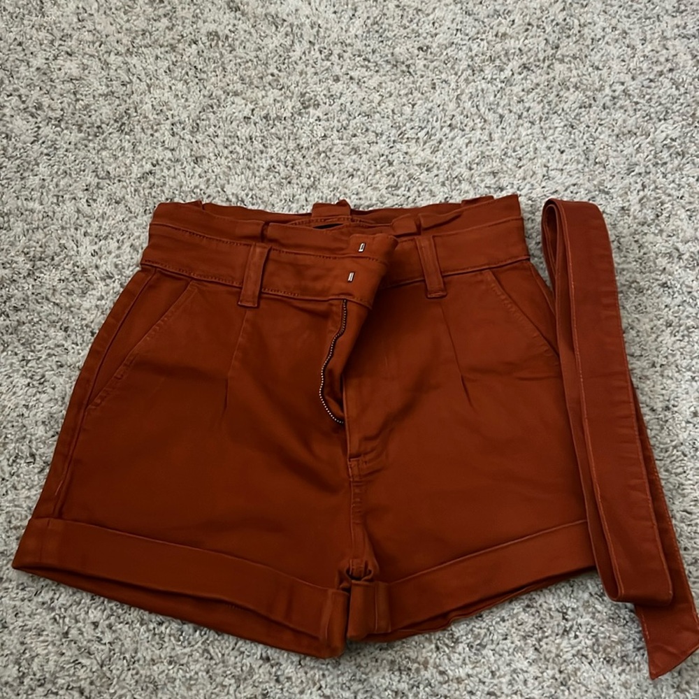 Express shortie extreme high rise shorts with belt